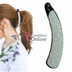 Accesoriu tip banana pentru prins parul din plastic PZS008JJ - Negru cu sclipici 